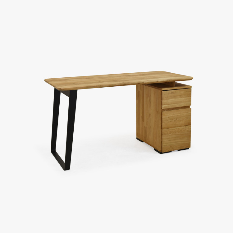 Dub-Schreibtisch Albero 140x65 cm – massive Eiche, Metallfüße