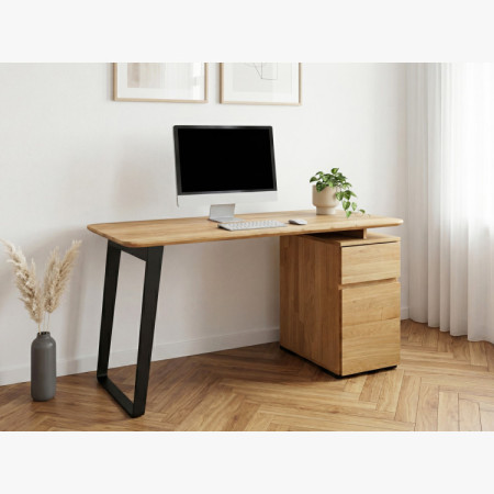 Dub-Schreibtisch Albero 140x65 cm – massive Eiche, Metallfüße