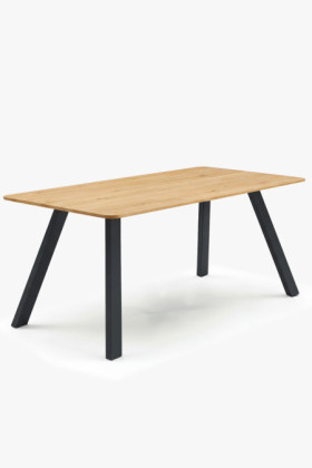 Massiver Esstisch Jano 160x90 cm - geölt, Metallbeine