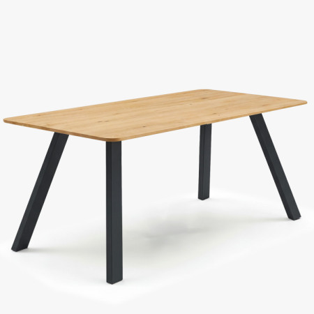 Massiver Esstisch Jano 160x90 cm - geölt, Metallbeine