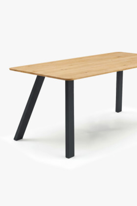 Massiver Esstisch Jano 160x90 cm - geölt, Metallbeine 2