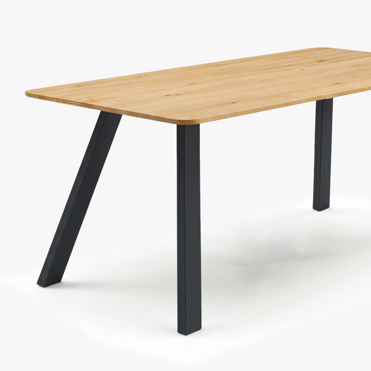 Massiver Esstisch Jano 160x90 cm - geölt, Metallbeine