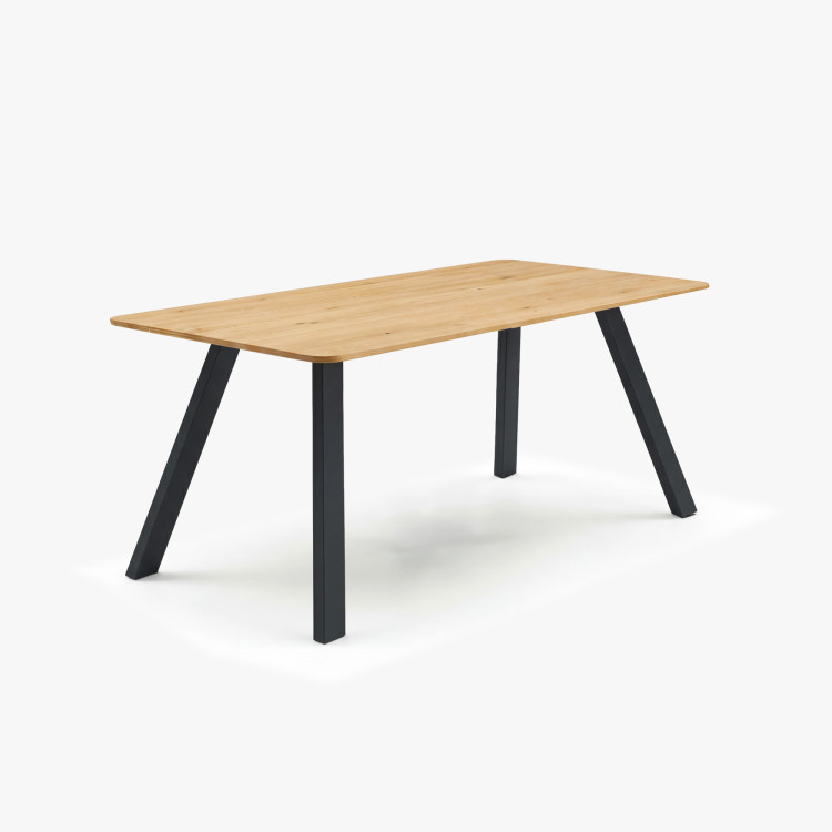 Massiver Esstisch Jano 160x90 cm - geölt, Metallbeine