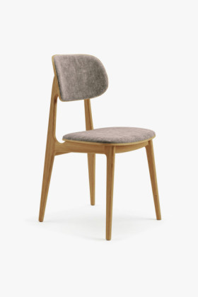 Polsterstuhl Eiche massiv taupegrau Stoff modern robust