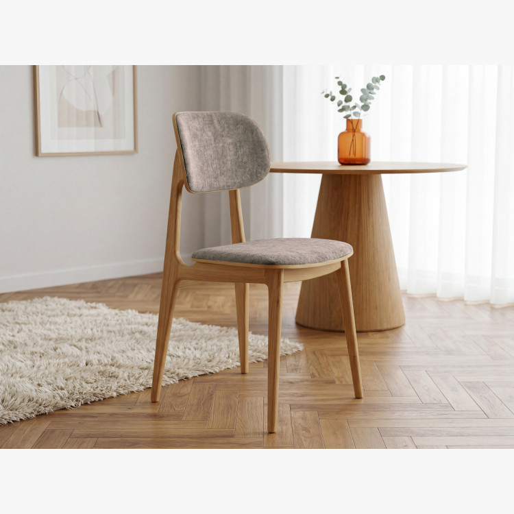 Polsterstuhl Vard aus massivem Eichenholz – grau-brauer Stoff taupe