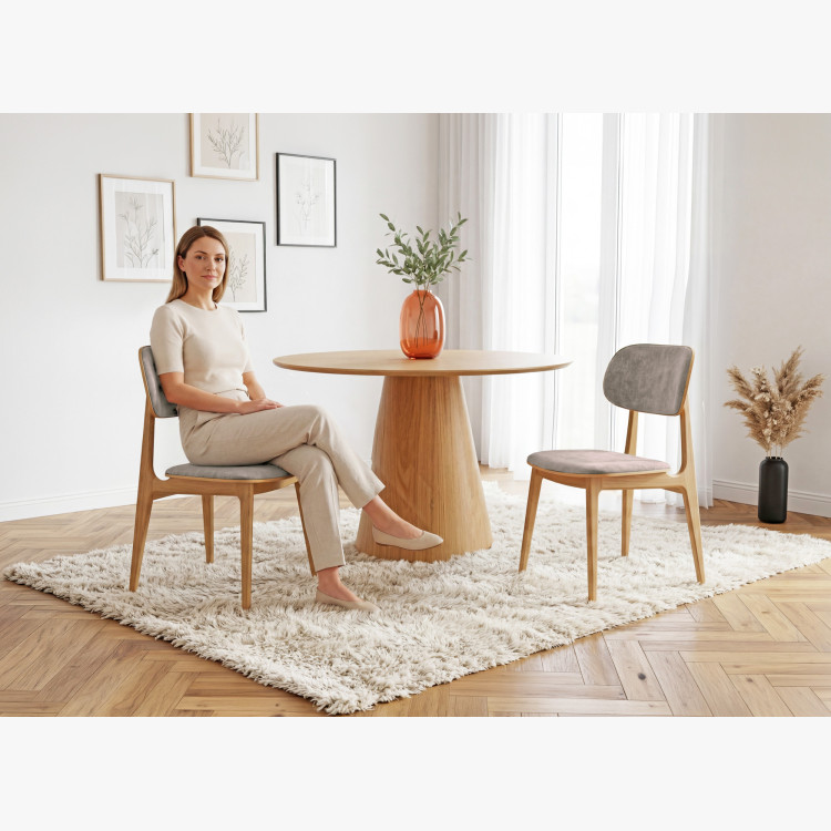 Polsterstuhl Vard aus massivem Eichenholz – grau-brauer Stoff taupe