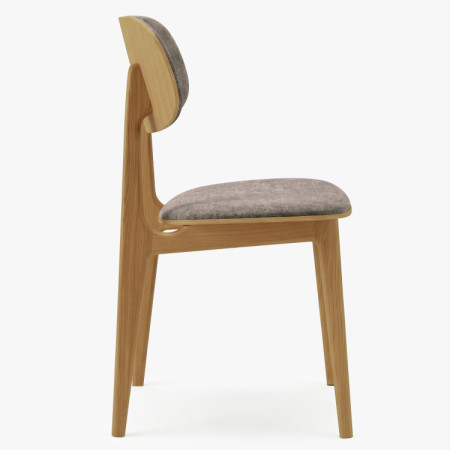 Polsterstuhl Vard aus massivem Eichenholz – grau-brauer Stoff taupe