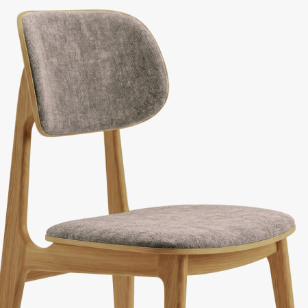 Polsterstuhl Vard aus massivem Eichenholz – grau-brauer Stoff taupe