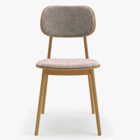 Polsterstuhl Vard aus massivem Eichenholz – grau-brauer Stoff taupe