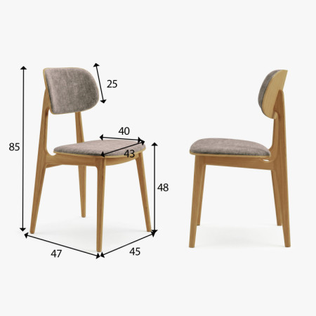 Polsterstuhl Vard aus massivem Eichenholz – grau-brauer Stoff taupe