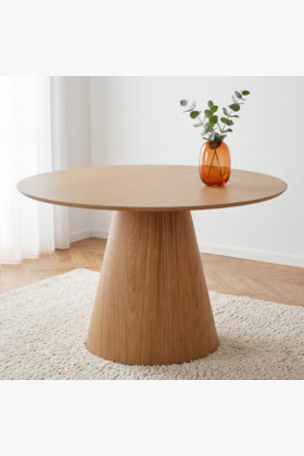 Runder Esstisch 120 cm mit konischem Bein – naturfarbene Eichenfurnier