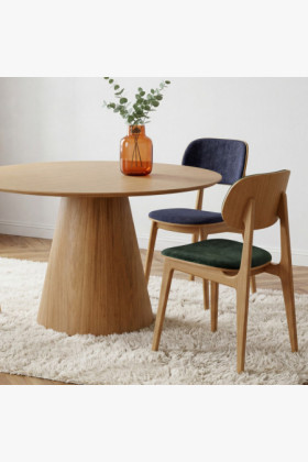 Runder Esstisch 120 cm mit konischem Bein – naturfarbene Eichenfurnier 2