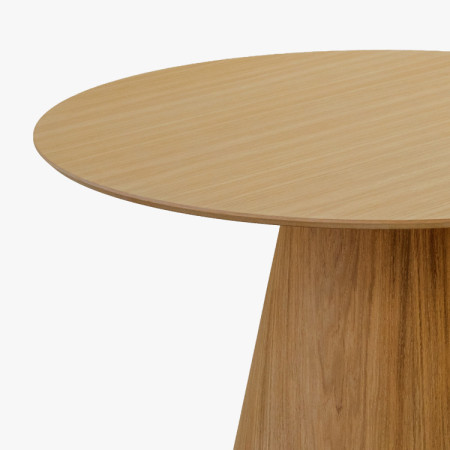 Runder Esstisch 120 cm mit konischem Bein – naturfarbene Eichenfurnier