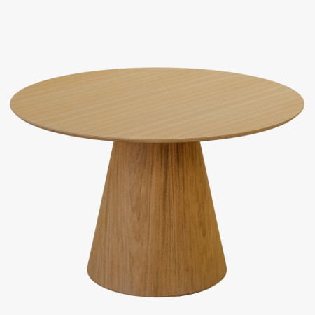 Runder Esstisch 120 cm mit konischem Bein – naturfarbene Eichenfurnier