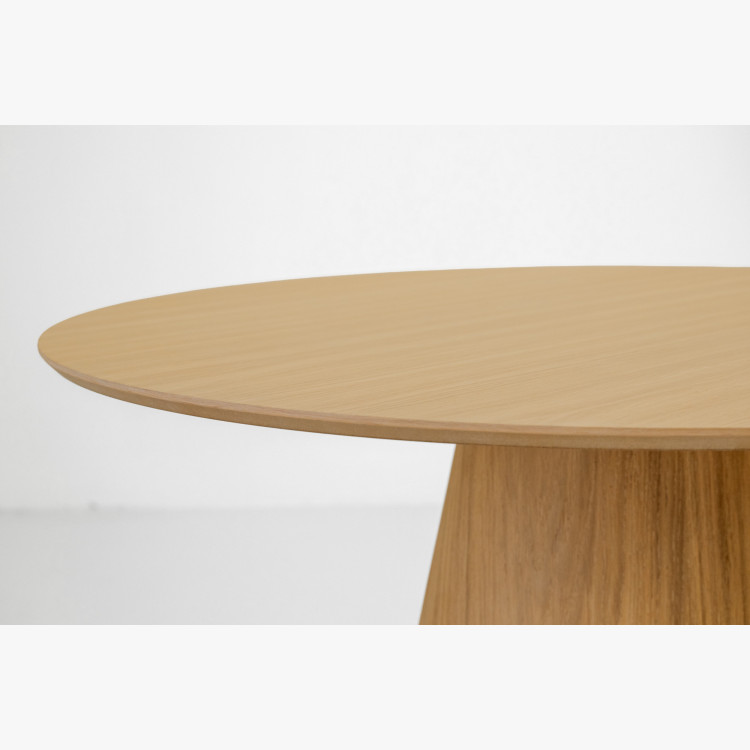 Runder Esstisch 120 cm mit konischem Bein – naturfarbene Eichenfurnier