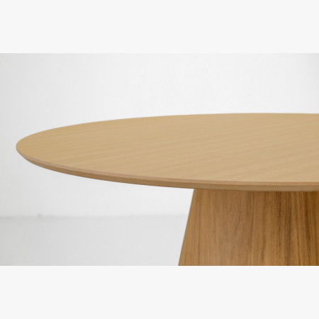 Runder Esstisch 120 cm mit konischem Bein – naturfarbene Eichenfurnier