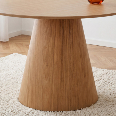 Runder Esstisch 120 cm mit konischem Bein – naturfarbene Eichenfurnier