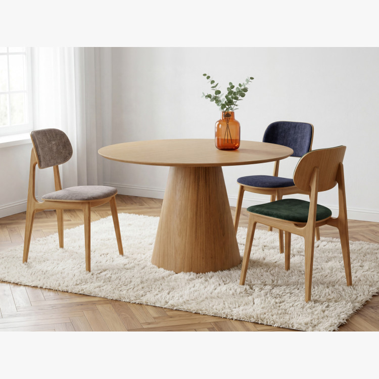 Runder Esstisch 120 cm mit konischem Bein – naturfarbene Eichenfurnier