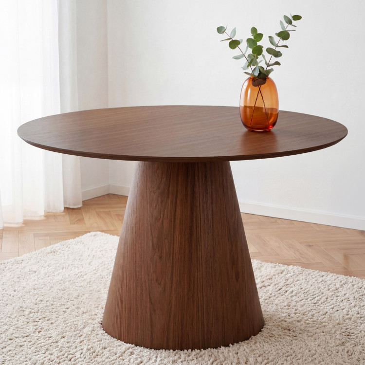 Kleiner runder Tisch auf kegelstativ 120 cm – Eiche Bordo-Nussbaum