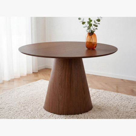 Kleiner runder Tisch auf kegelstativ 120 cm – Eiche Bordo-Nussbaum