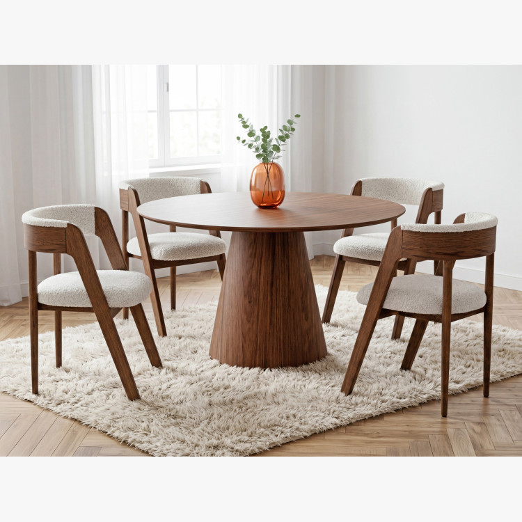 Kleiner runder Tisch auf kegelstativ 120 cm – Eiche Bordo-Nussbaum