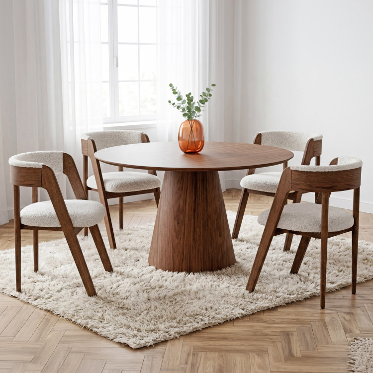 Kleiner runder Tisch auf kegelstativ 120 cm – Eiche Bordo-Nussbaum