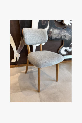 Polsterstuhl Eiche massiv grau gepolstert stabil