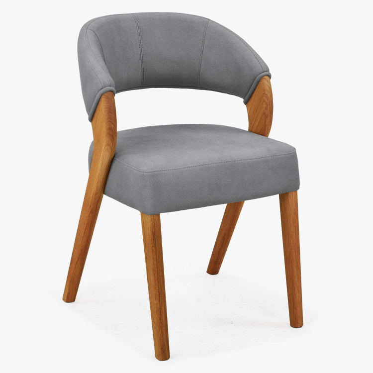 Designluxusstuhl - Eiche, Almondo - Hellgrau