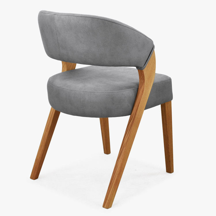 Designluxusstuhl - Eiche, Almondo - Hellgrau