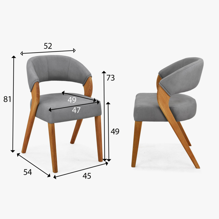 Designluxusstuhl - Eiche, Almondo - Hellgrau