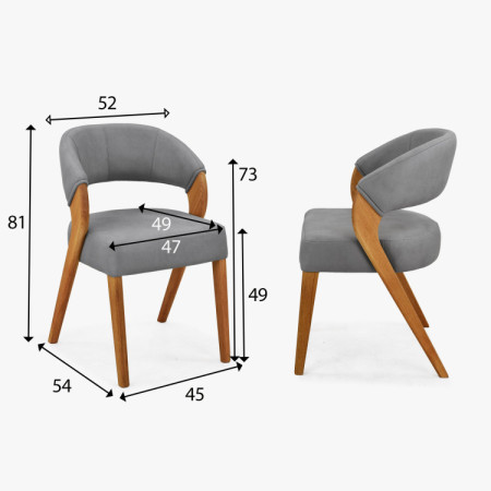 Designluxusstuhl - Eiche, Almondo - Hellgrau