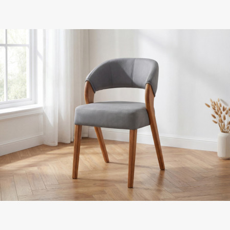 Designluxusstuhl - Eiche, Almondo - Hellgrau