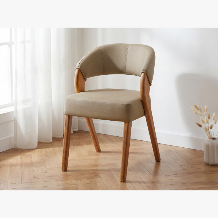 Designluxusstuhl - Eiche, Almondo - beige sandfarben