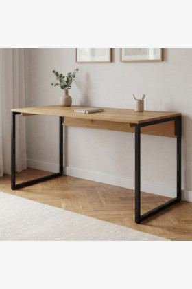 Massiver Eichen-Schreibtisch 160x70 cm mit Metallgestell