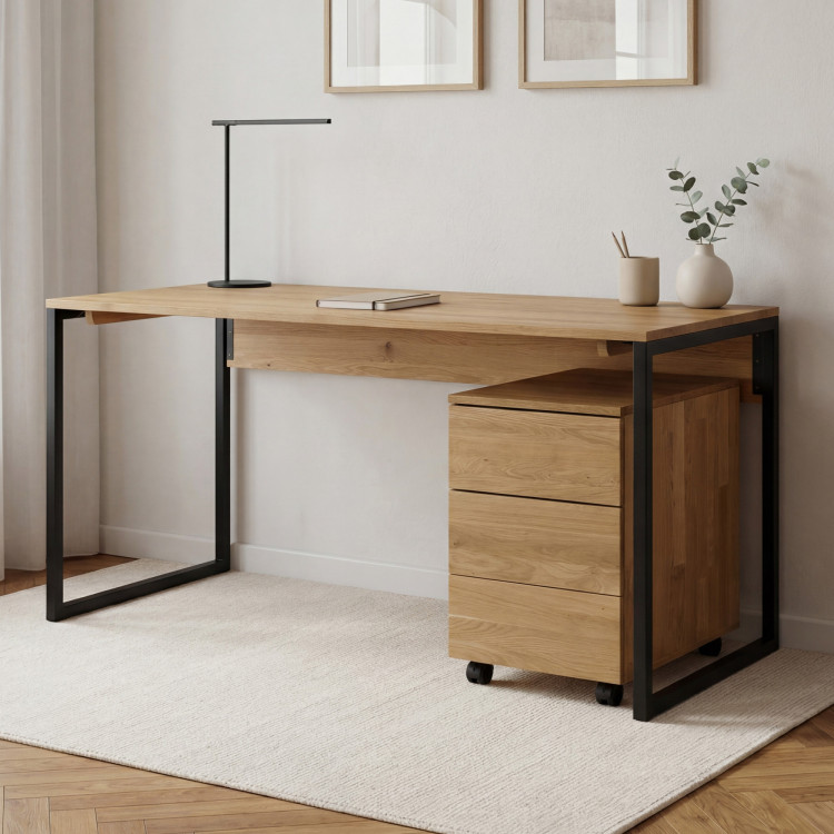 Eichen-Schreibtisch Albero 160x70 cm Metallbeine