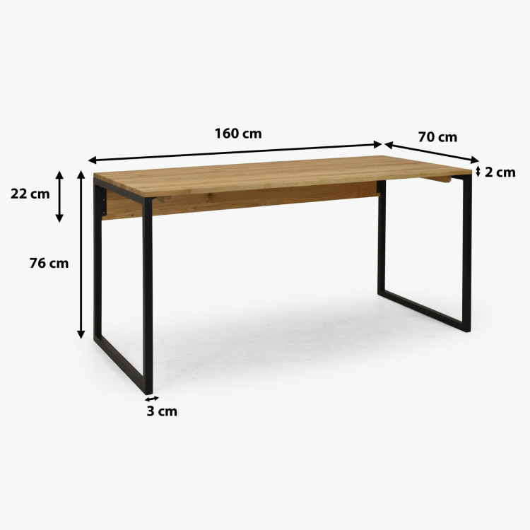 Eichen-Schreibtisch Albero 160x70 cm Metallbeine