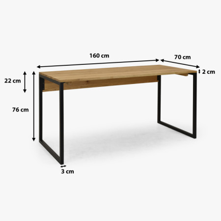 Eichen-Schreibtisch Albero 160x70 cm Metallbeine