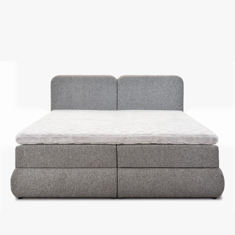 Boxspringbett 180x200 in grau-braun mit Matratze und Stauraum