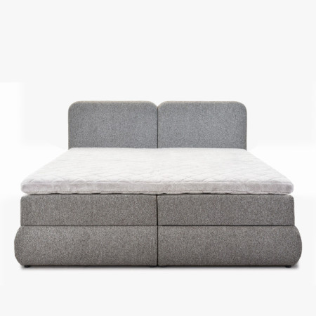 Boxspringbett 180x200 in grau-braun mit Matratze und Stauraum