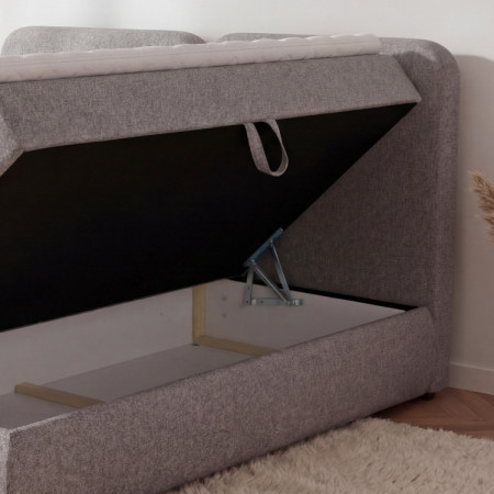 Boxspringbett 180x200 in grau-braun mit Matratze und Stauraum