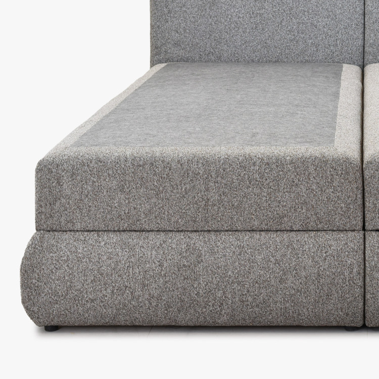 Boxspringbett 180x200 in grau-braun mit Matratze und Stauraum