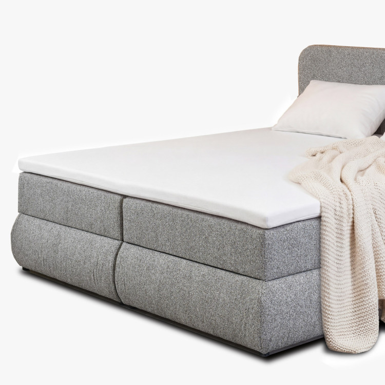 Boxspringbett 180x200 in grau-braun mit Matratze und Stauraum
