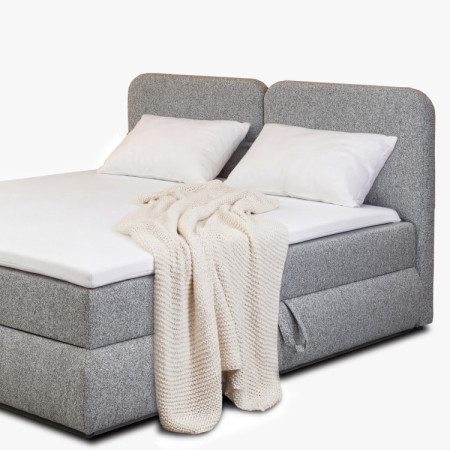 Boxspringbett 180x200 in grau-braun mit Matratze und Stauraum