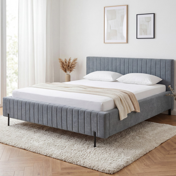 Čalouněná postel 180x200 grau mit Stauraum und Lattenrost