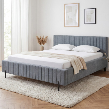 Čalouněná postel 180x200 grau mit Stauraum und Lattenrost