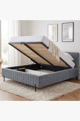 Čalouněná postel 180x200 grau mit Stauraum und Lattenrost 2