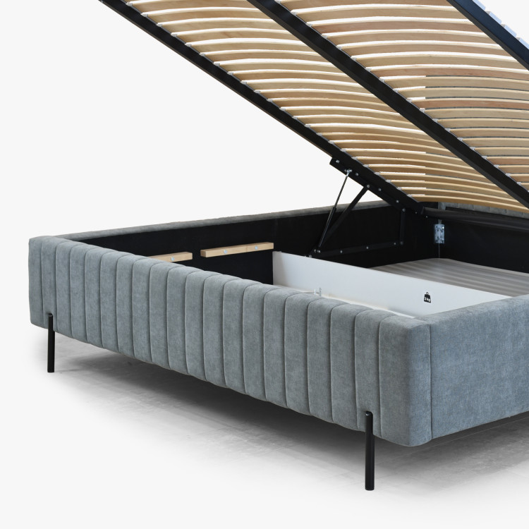 Čalouněná postel 180x200 grau mit Stauraum und Lattenrost