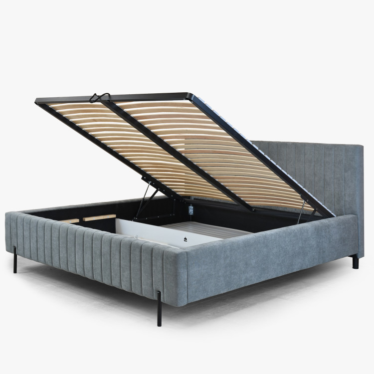 Čalouněná postel 180x200 grau mit Stauraum und Lattenrost