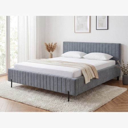 Čalouněná postel 180x200 grau mit Stauraum und Lattenrost