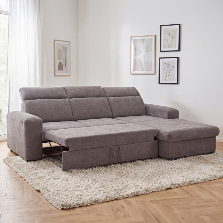 Rücksitzgruppe Denver rechte Ecke taupe mit Schlaffunktion